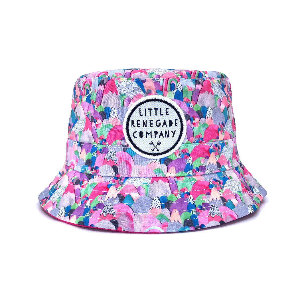 Sugar Mountains/ Pink Reversible Bucket Hat