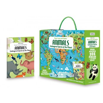 Travel, Learn and Explore - Puzzle and Book Set - Endangered Species of the Planet, 205 pcs