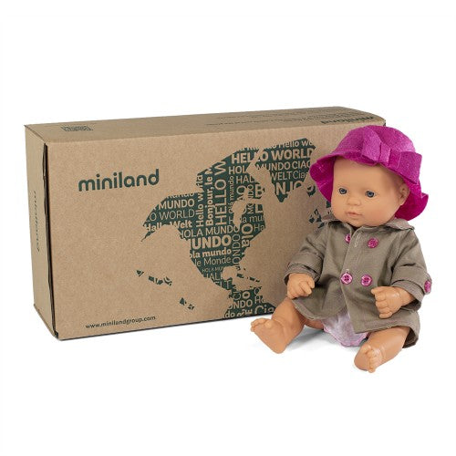 Miniland Doll - Anatomically Correct Baby, Caucasian Girl and Outfit Boxed, 32 cm