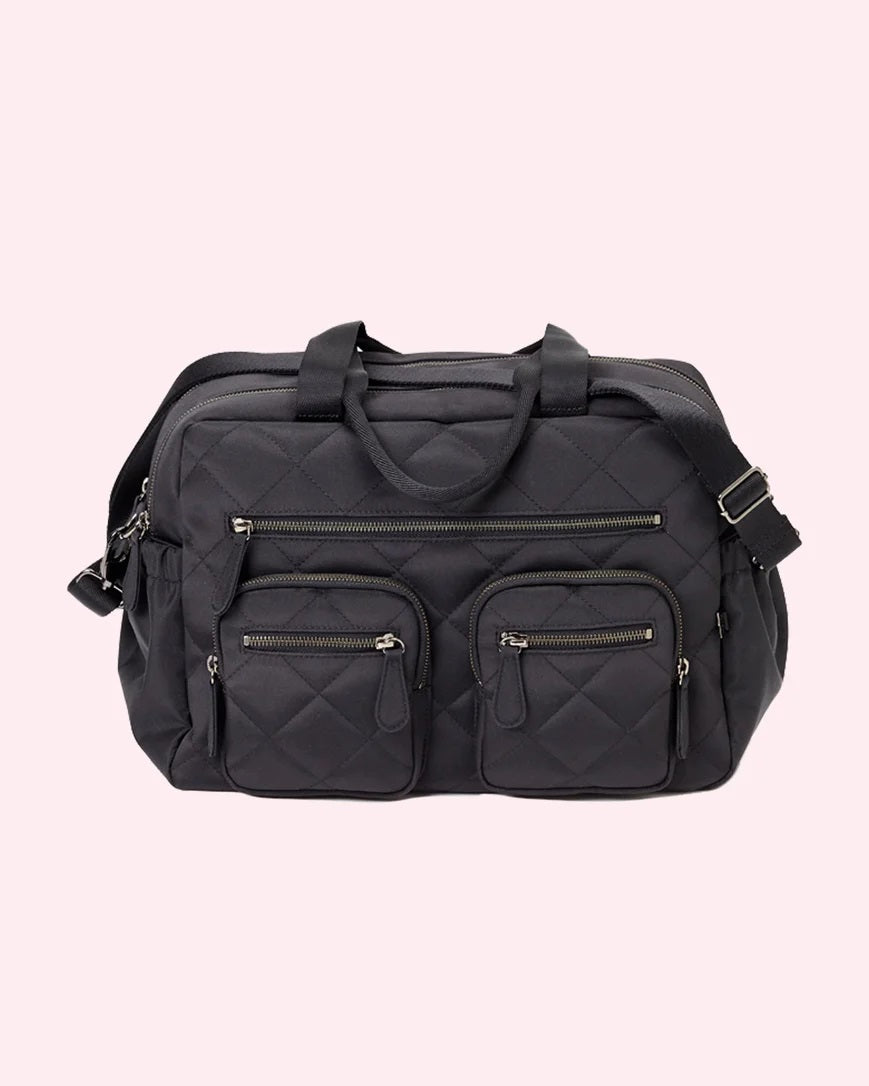 Carry All Black Diamond Quilt Nappy Bag