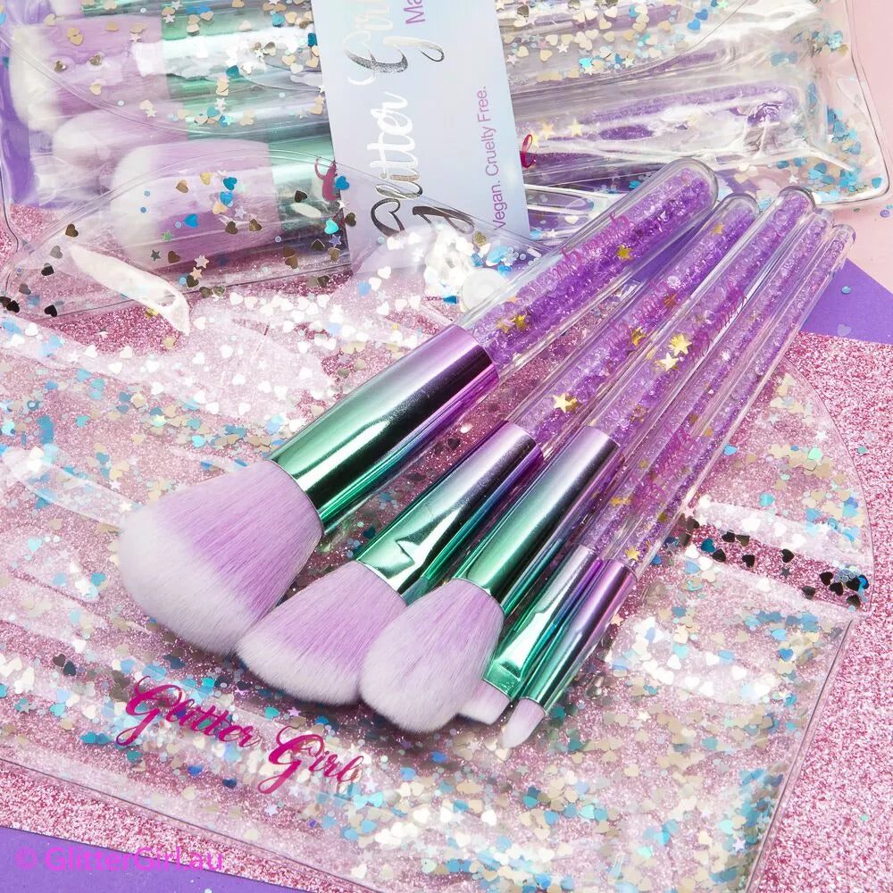 Glitter Girl Makeup brush set- Purple