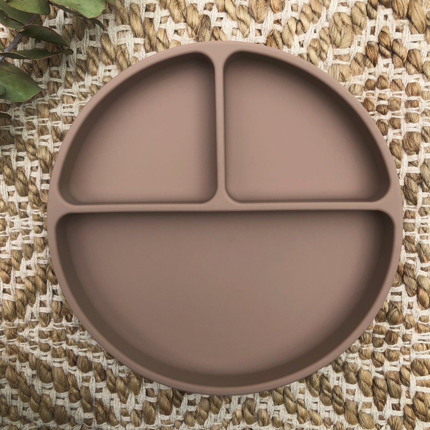 Silicone Suction Divider Plate + Spoon- Latte