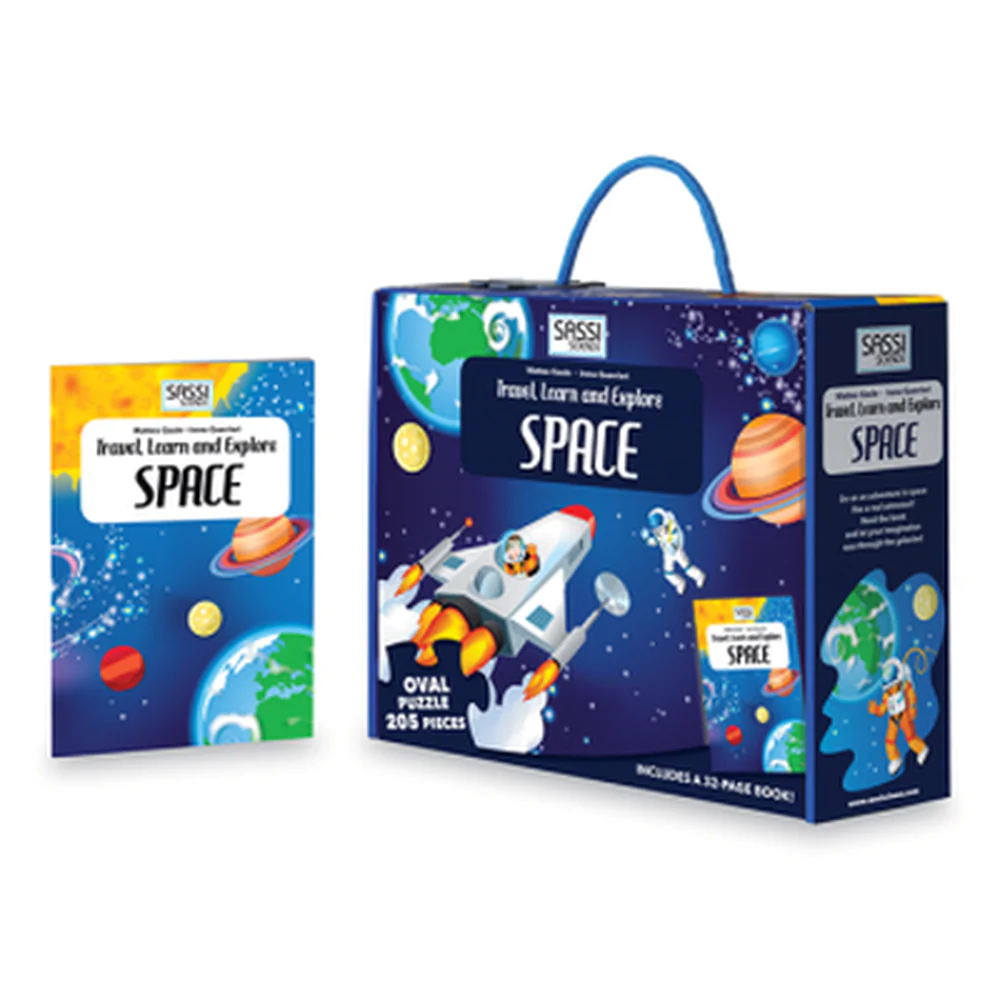 Sassi Travel, Learn and Explore - Puzzle and Book Set - Space - 205 PCS